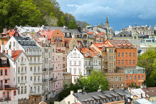 View of center city of Karlovy Vary (Carlsbad). Czech Republic.