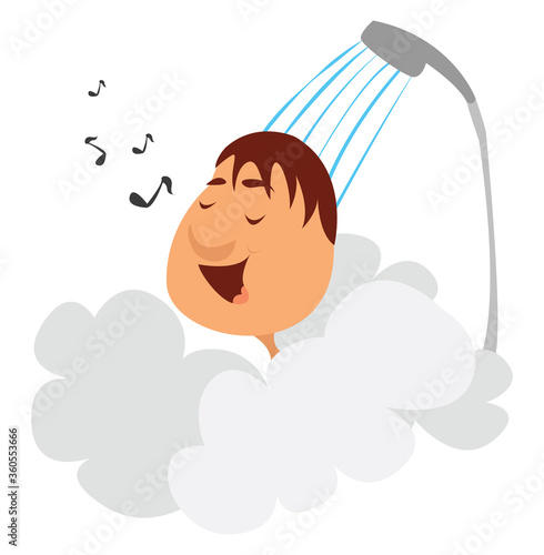 Singing in the shower, illustration, vector on white background