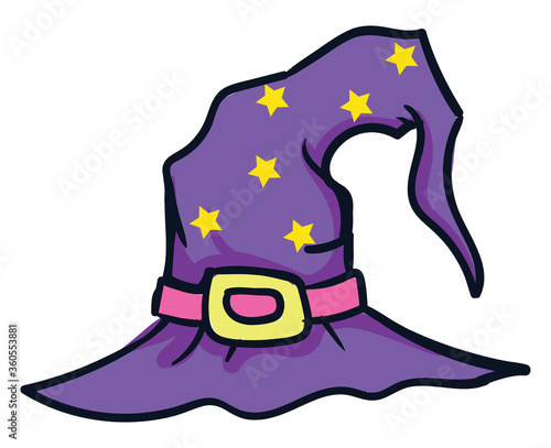 Purple wizard hat, illustration, vector on white background