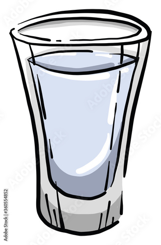 Vodka in glass, illustration, vector on white background