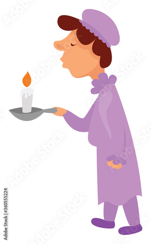 Woman in a nightgown, illustration, vector on white background