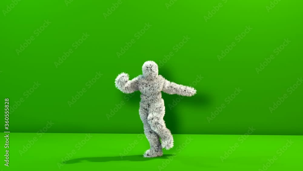 Grey Character Dancing Hip Hop Style against Green Background Grey Character Dancing Hip Hop Style against Green Background