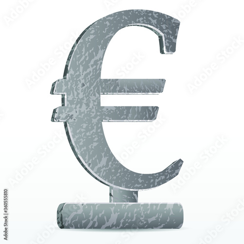 stone euro symbol on a stand on a light gray background, eps 10