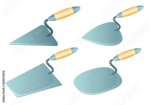 set of construction trowels of different types vector image on a white background