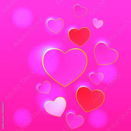 red hearts on a pink background
