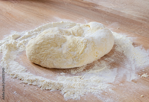 dough with flour on the table