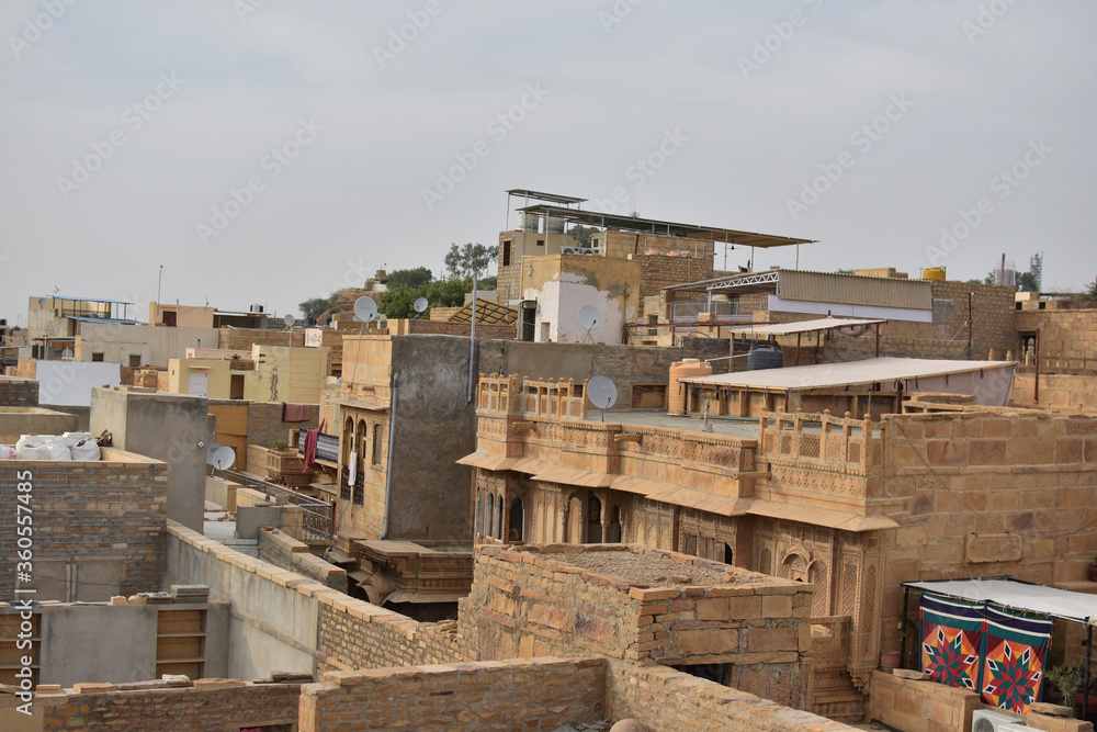 beautiful building architecture of jaisalmer reflect through cityscape of jaisalmer rajasthan