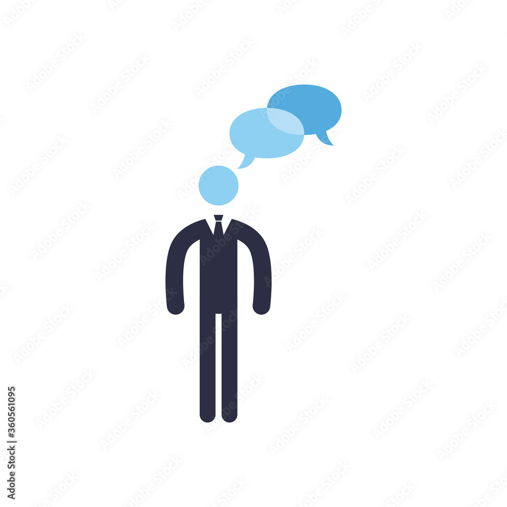 Businessman with bubbles flat style icon vector design Businessman with bubbles flat style icon vector design