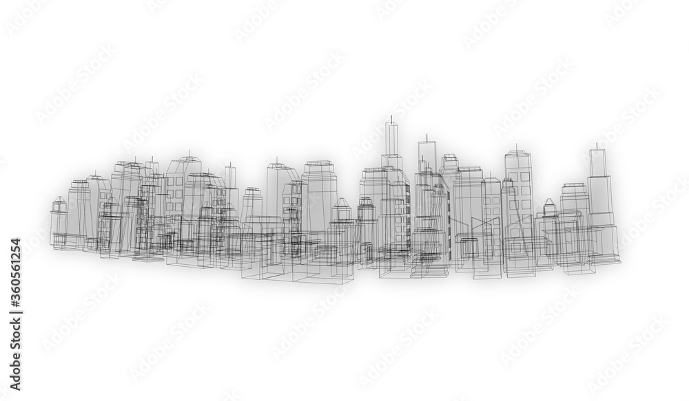 nice render 3d illustration of big city