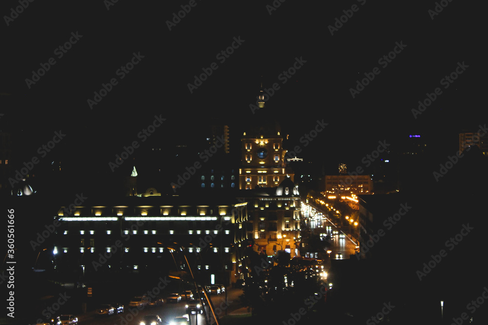 Photo of Baku night. Beautiful city. Fantastic background of Baku night.