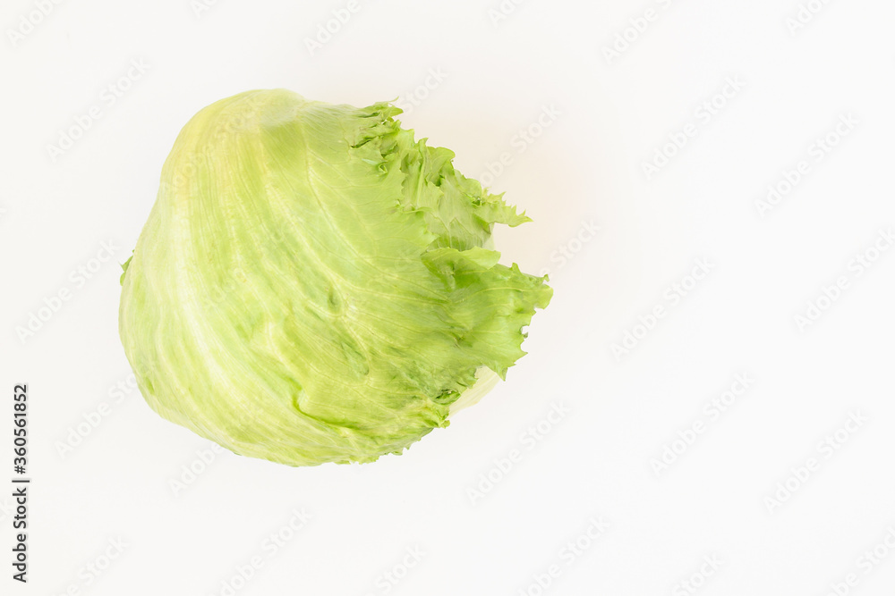 Green Iceberg lettuce on white background