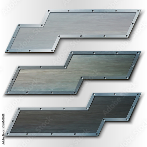 Set of horizontal metal plates. Can be used as a banner or header.