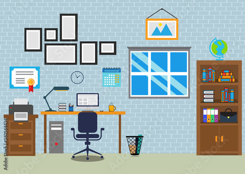 Workspace in the room vector template