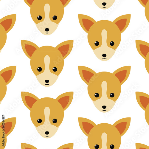 Icono patrón con perro chihuahua sobre fondo blanco	