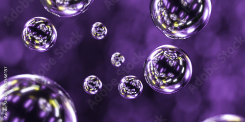 violet abstract metal sphere balls 3d rendering background illustration silver spheres