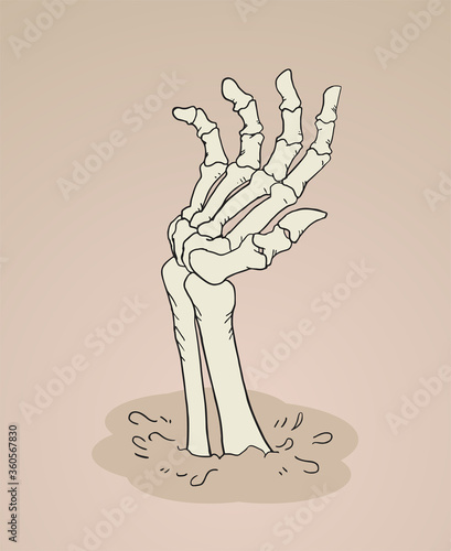 Design of terrifying skeleton hand draw