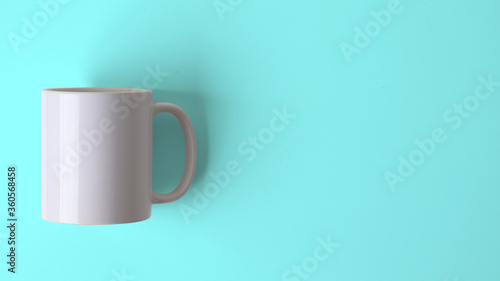 White mug on blue background