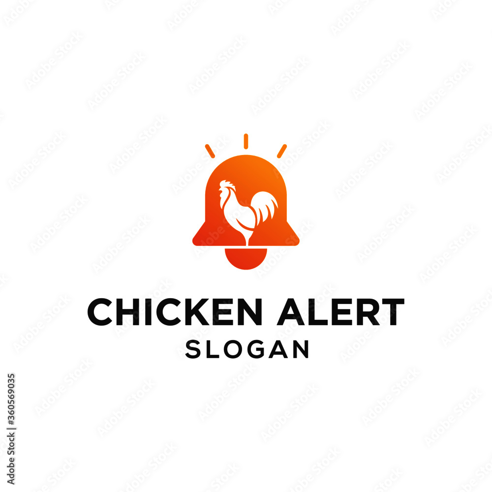 Chicken and bell logo combination. Notification logo.