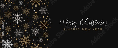 Merry Christmas and Happy new year background with linear icons.Luxury and Elegant concept for social networks, banner, invitation, mobile, greeting cards etc. Vector illustration © mitoria