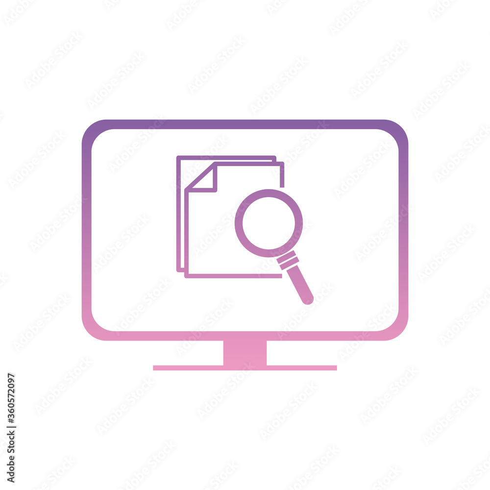 lupe with documents on computer gradient style icon vector design lupe with documents on computer gradient style icon vector design