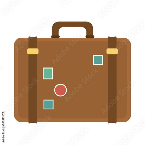 summer travel and vacation suitcase tourism in flat style isolated icon