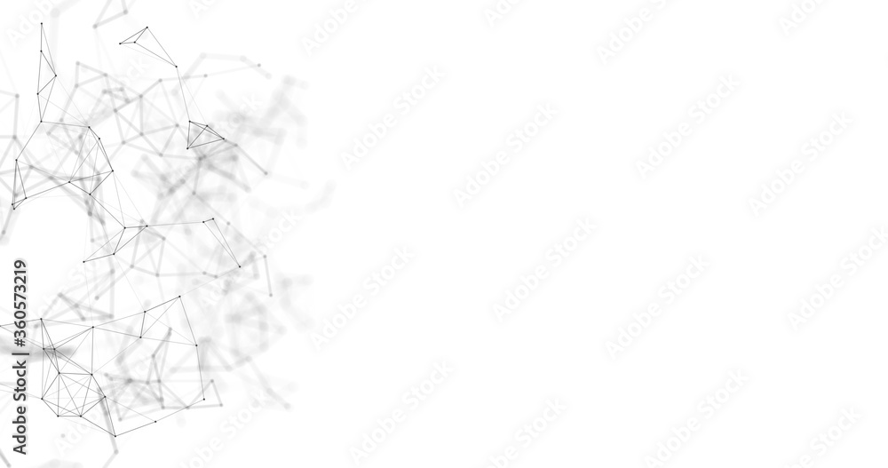 Abstract 3D illustration background motion transformation with Zen white gray dots lines on plexus pattern of future innovation technology digital business network connection