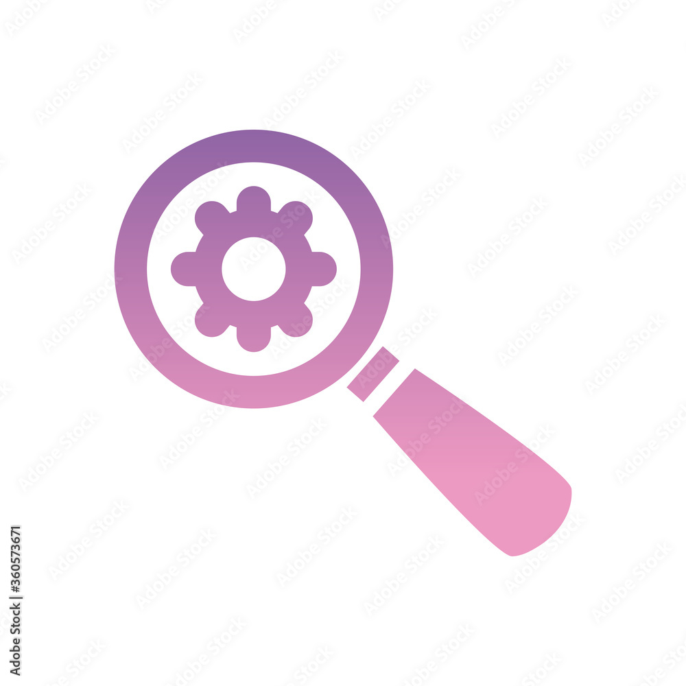 gear inside lupe gradient style icon vector design gear inside lupe gradient style icon vector design