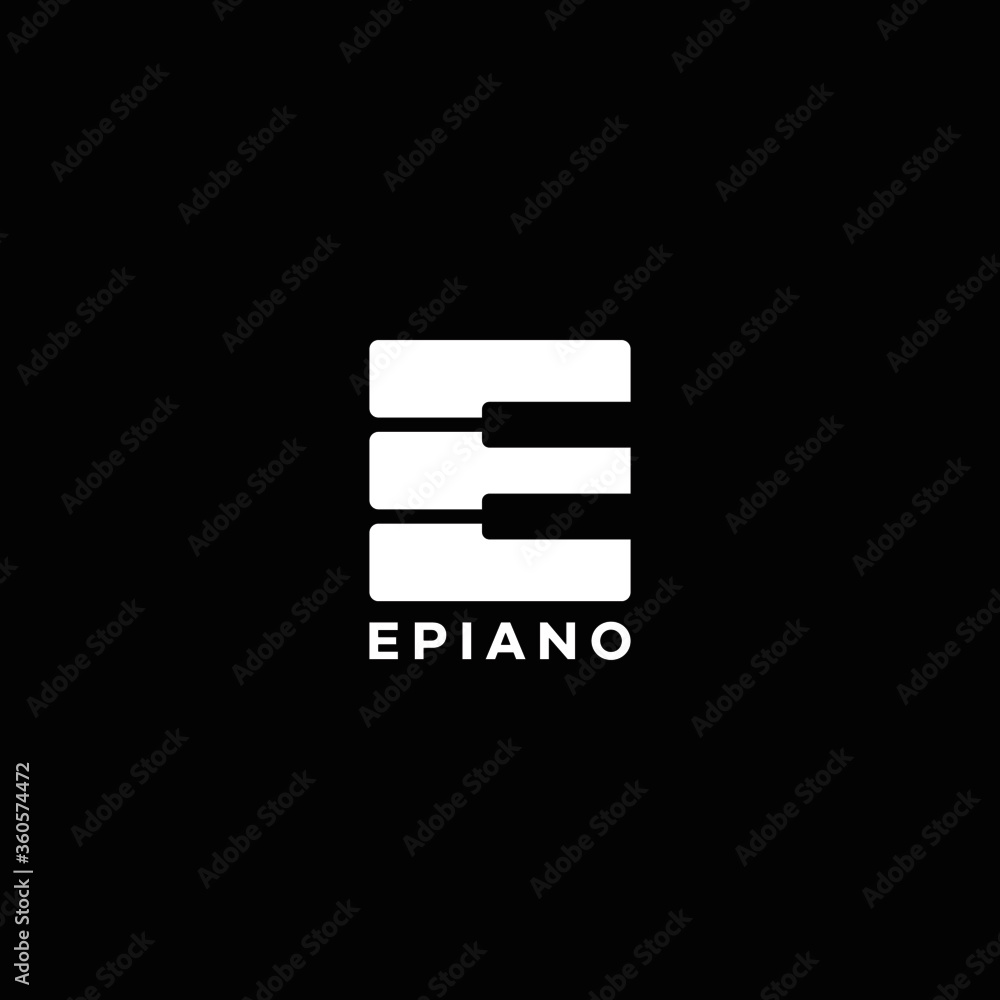 letter e and piano tuts symbol logo letter e and piano tuts symbol logo