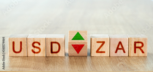 usd zar concept. wooden blocks with the names of trading instruments in the foreign exchange market photo