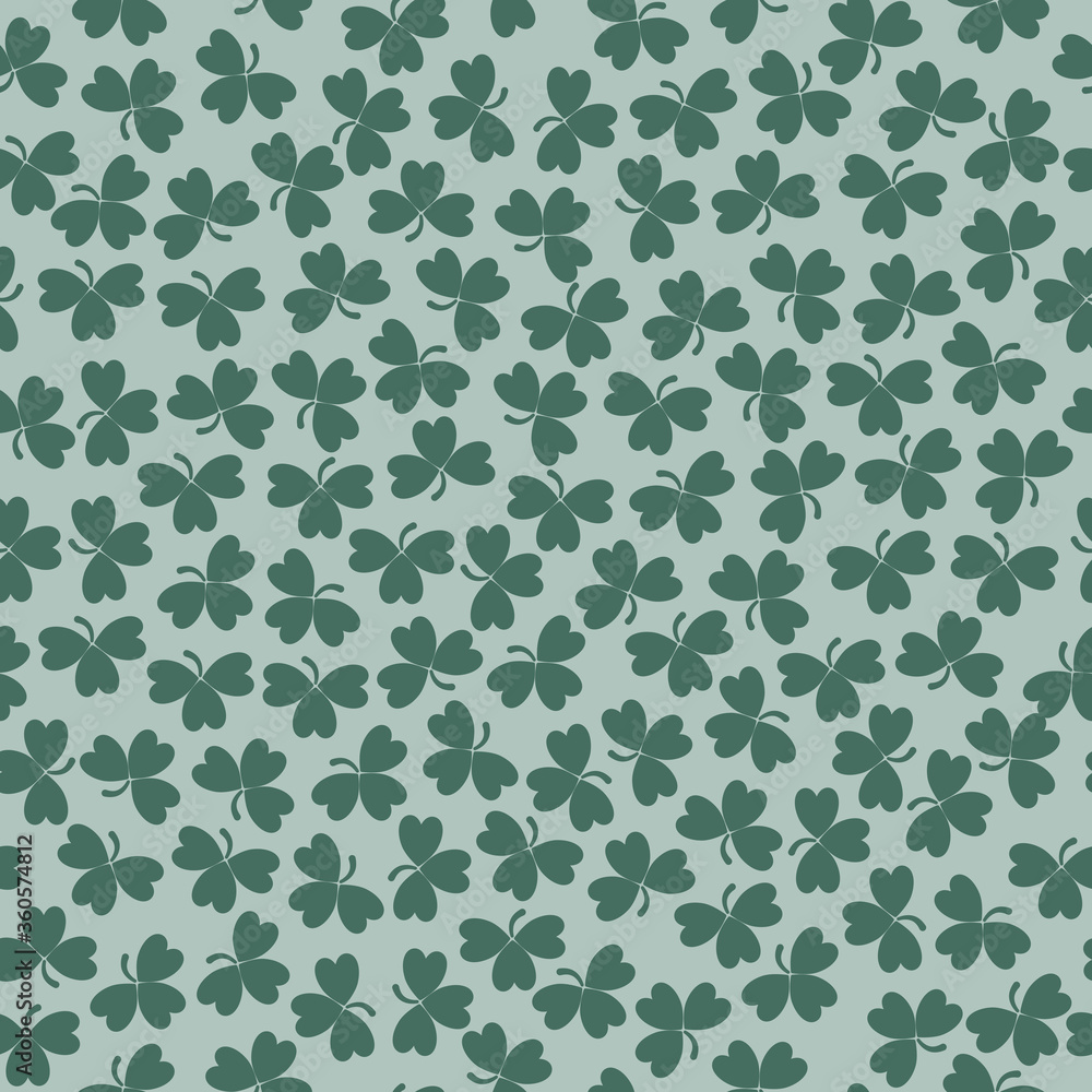 Fototapeta premium Green clover leaves mosaic texture isolated on white background. Happy St. Patrick's Day shamrock wallpaper. Seamless pattern. Abstract geometric shapes vector illustration