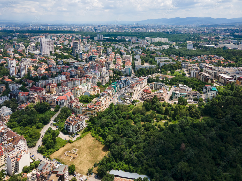 Fototapeta premium Aerial view of city of Sofia, Bulgaria