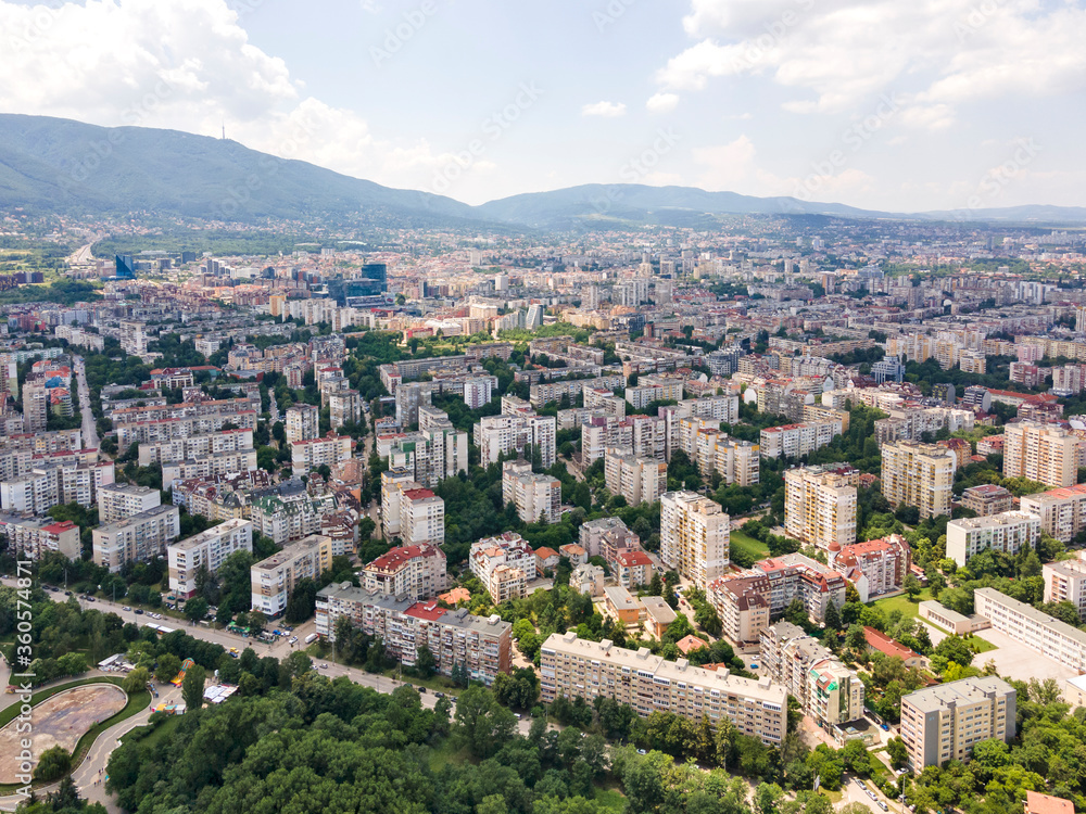 Aerial view of city of Sofia, Bulgaria
