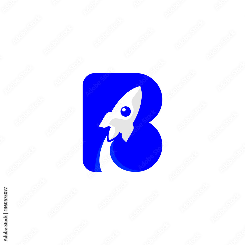 Fototapeta premium letter b with rocket launch logo