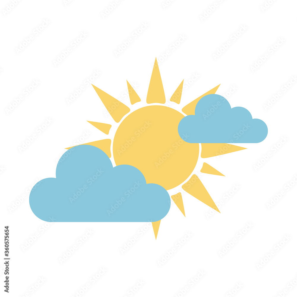 sun clouds sky weather in flat style isolated icon sun clouds sky weather in flat style isolated icon