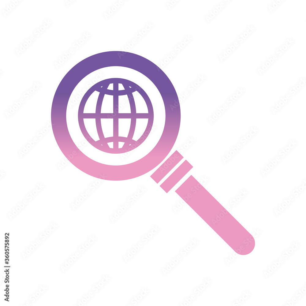 global sphere inside lupe gradient style icon vector design global sphere inside lupe gradient style icon vector design