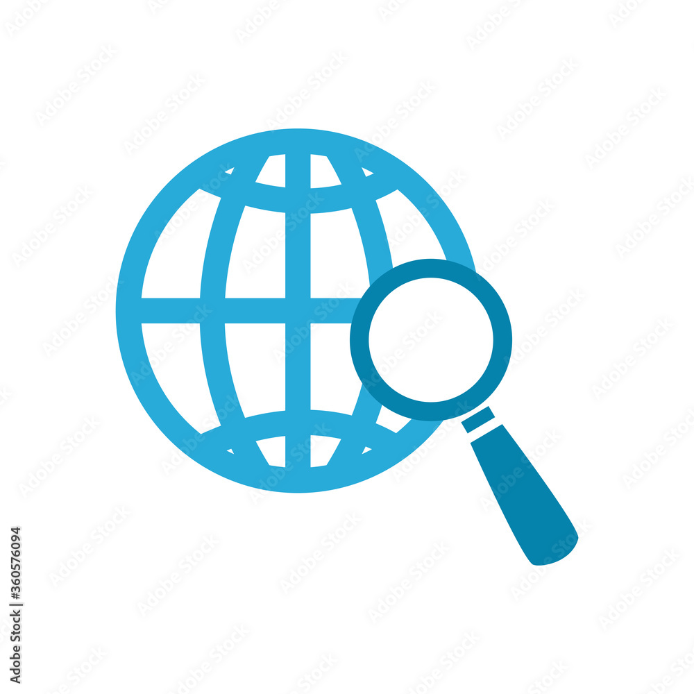 lupe with global sphere flat style icon vector design lupe with global sphere flat style icon vector design