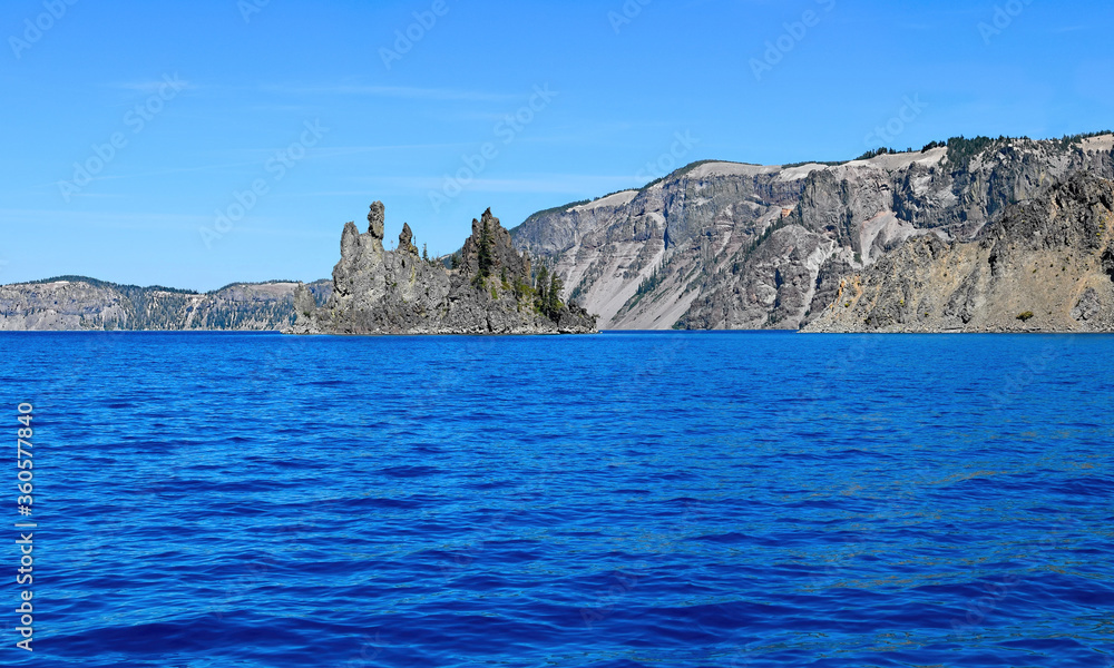 Phantom Ship Island as viewed from a boat, Crater Lake National Park, Oregon, USA Phantom Ship Island as viewed from a boat, Crater Lake National Park, Oregon, USA