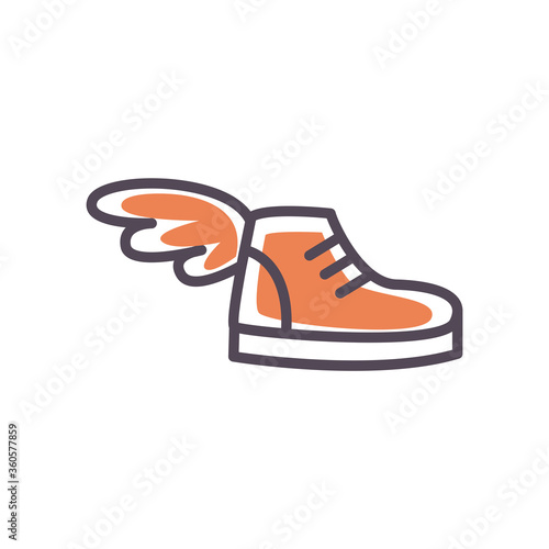 Sport shoe with wing line and fill style icon vector design