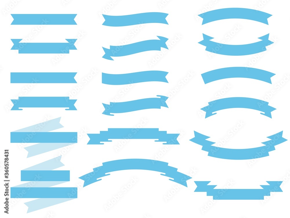 青色のシンプルなリボンセット