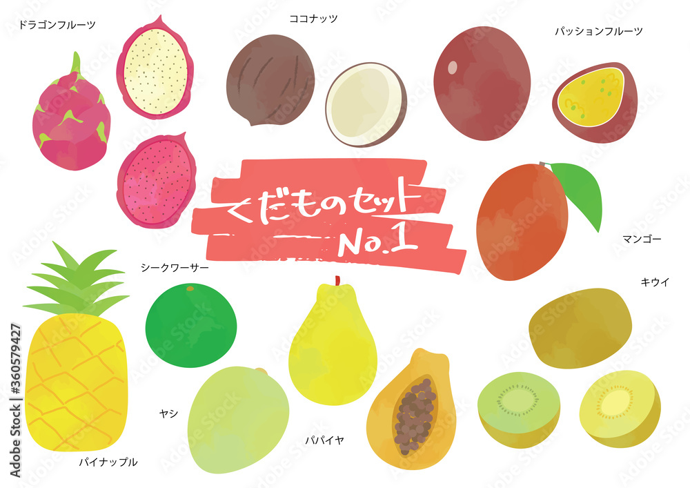 くだもの フルーツのイラストセット 1 Stock Vector Adobe Stock