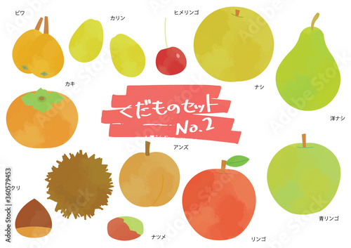 くだもの　フルーツのイラストセット　2