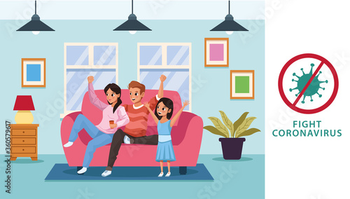 parents couple with daughter stay at home campaign