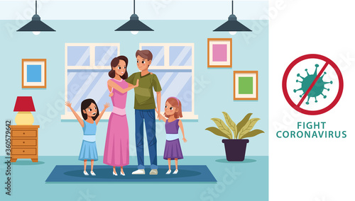 parents couple with daughters stay at home campaign