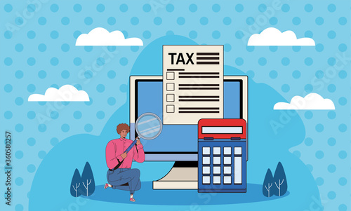 young man with tax day pay