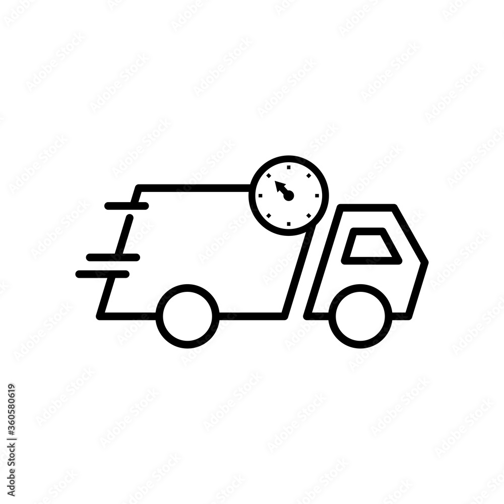 Delivery symbol , truck icon, clock icon. Design vector illustration