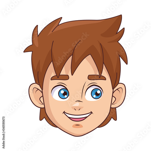 happy young boy head avatar character