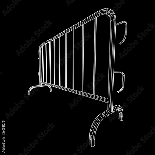 Police riot fence. Wireframe low poly mesh vector illustration.