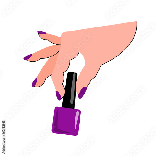 Hand showing manicure and nail care. Vector illustration.