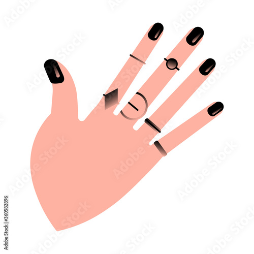 Hand showing manicure and nail care. Vector illustration.