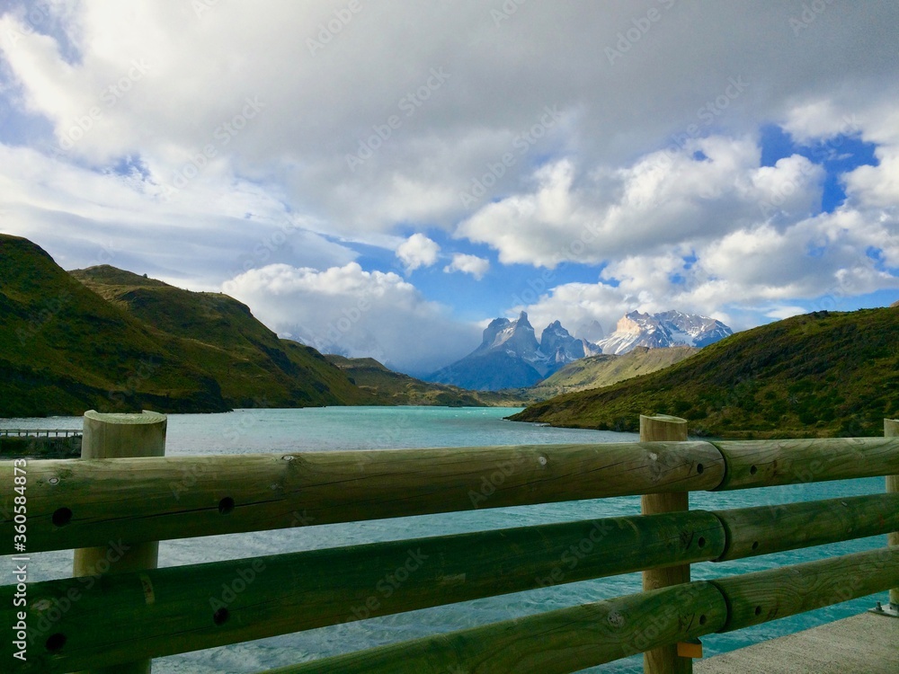 lake in the mountains torres del paine